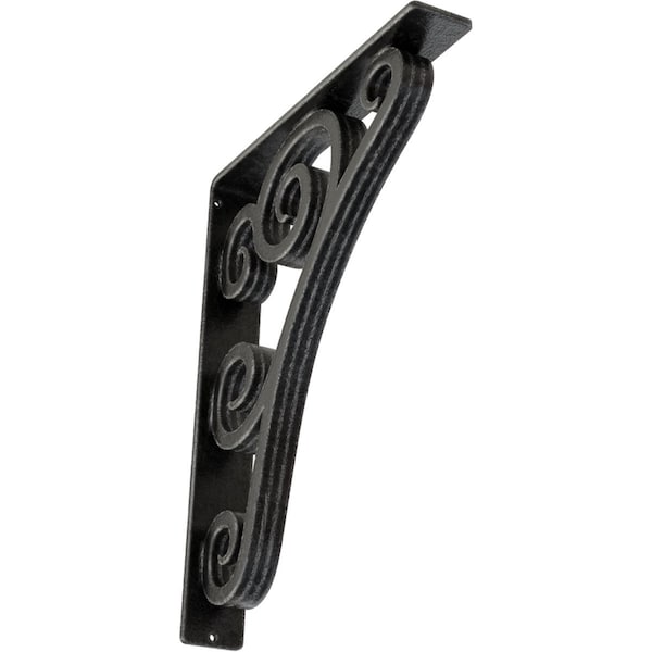Ekena Millwork Tristan Wrought Iron Bracket, (Triple center brace), Antiqued Pewter 2"W x 12"D x 15"H BKTM02X12X15TTNAPW - main